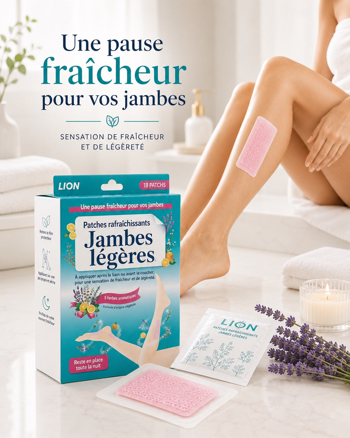 Patchs rafraîchissants LION pour jambes et pieds