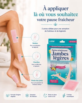 Zones d’application des patchs LION sur les mollets, chevilles et pieds