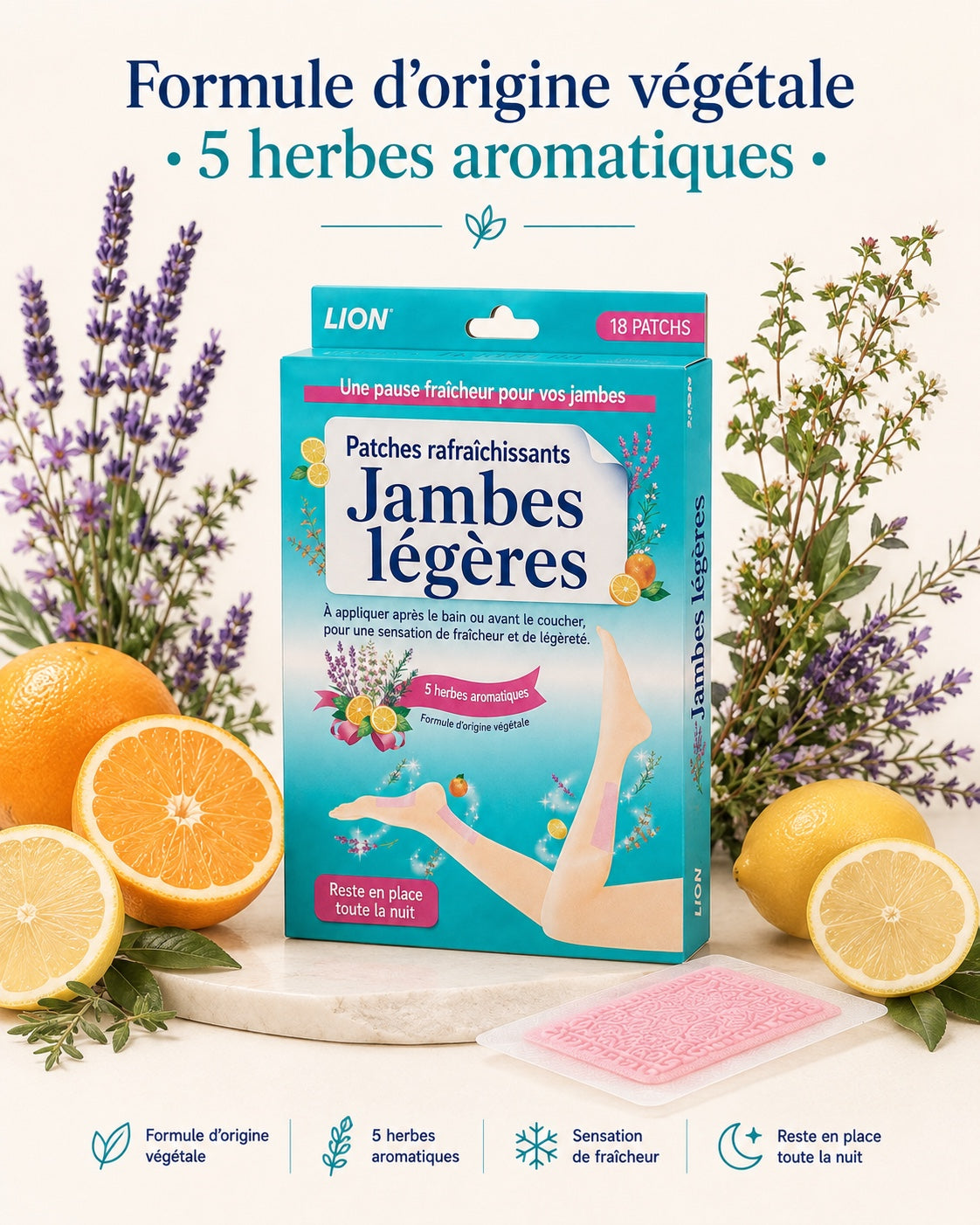 Formule végétale aux cinq herbes aromatiques des patchs LION
