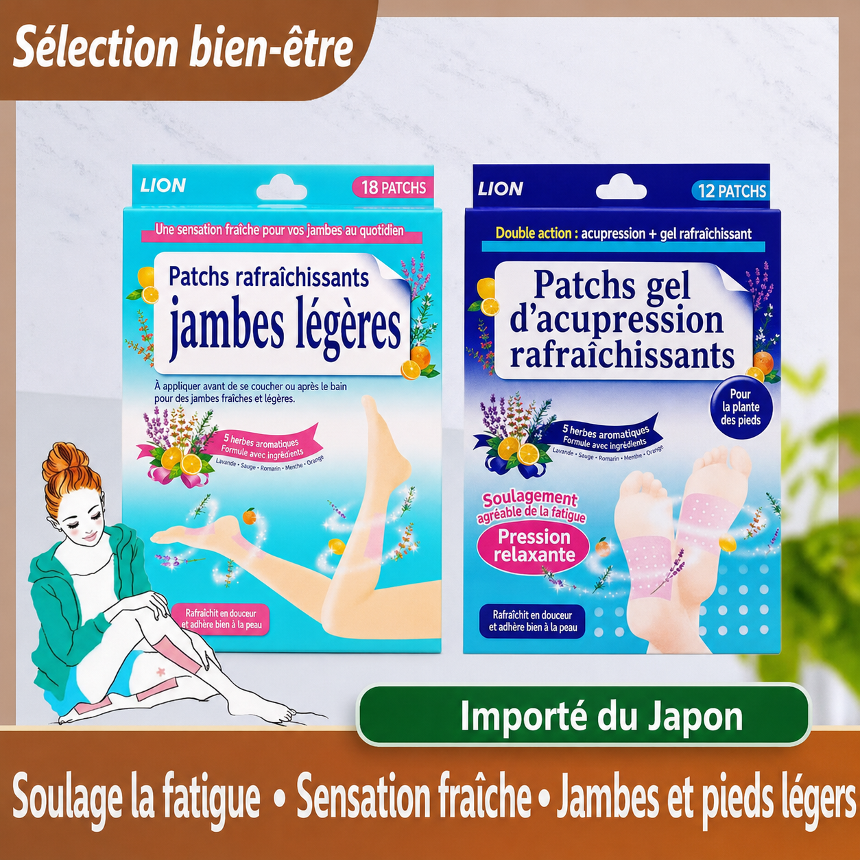 Patchs rafraîchissants LION pour les jambes et les pieds